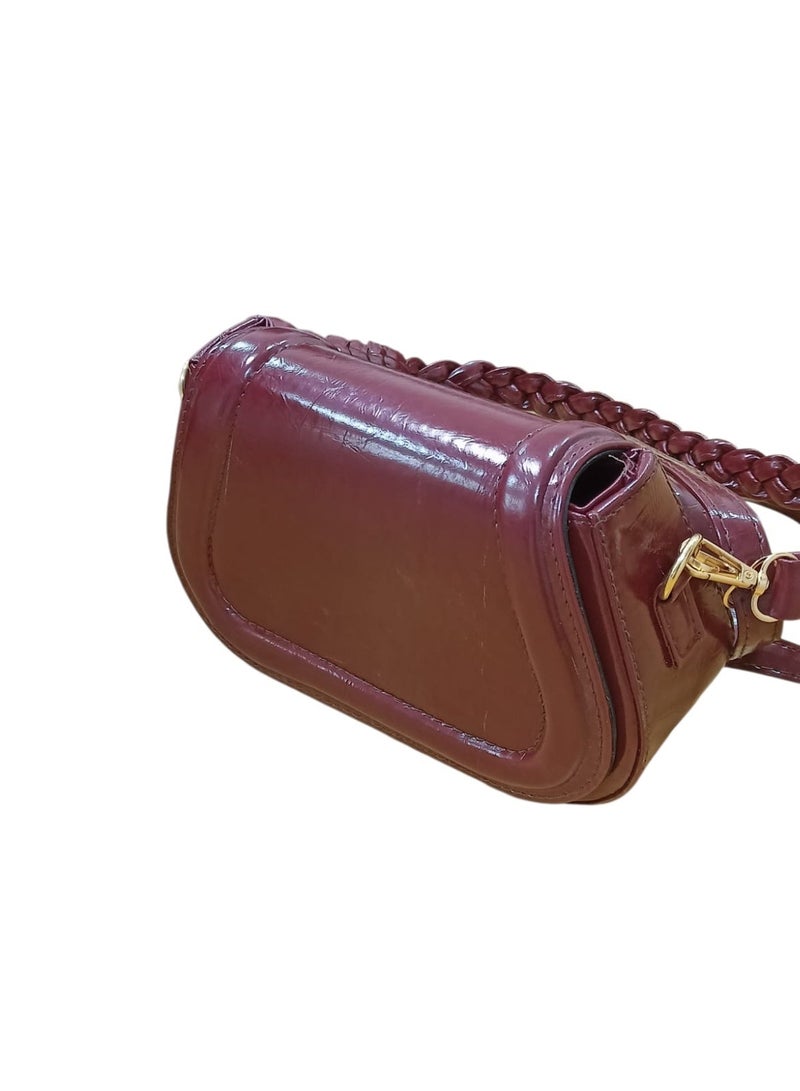Women’s Shiny PU Leather Crossbody Bag – Small Stylish Single Pocket Shoulder Bag for Daily Use - Image 3