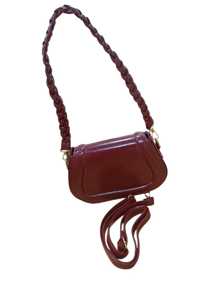 Women’s Shiny PU Leather Crossbody Bag – Small Stylish Single Pocket Shoulder Bag for Daily Use - Image 4