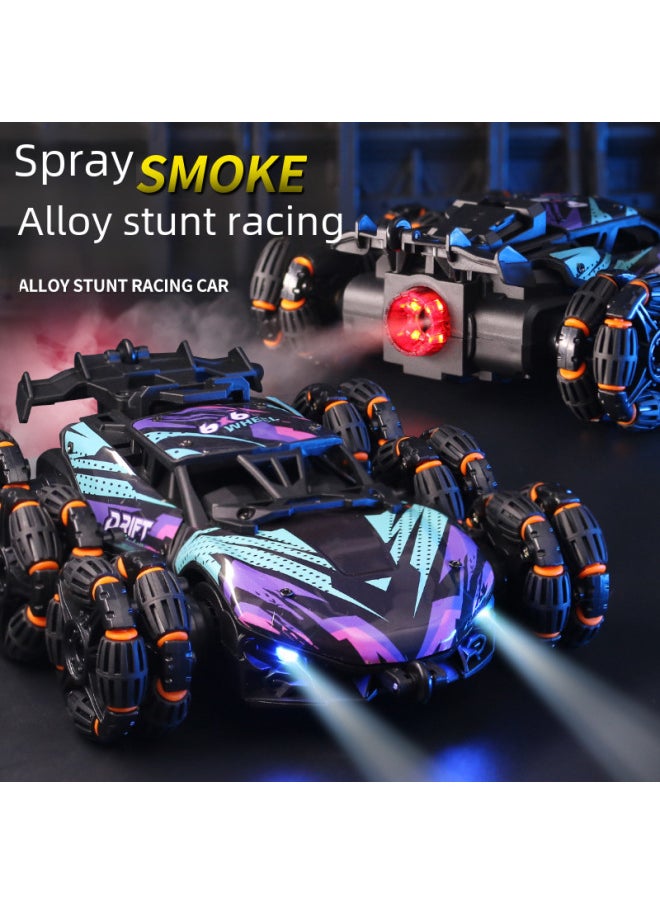 Product Six-wheel Swing Arm Stunt Car Gesture Induction Remote Control Off-road Vehicle Spray Drift Side Alloy Car Generation-Color:Four-wheel Alloy Spray Car-orange Blue-Proportion:Electric Double  - Image 3