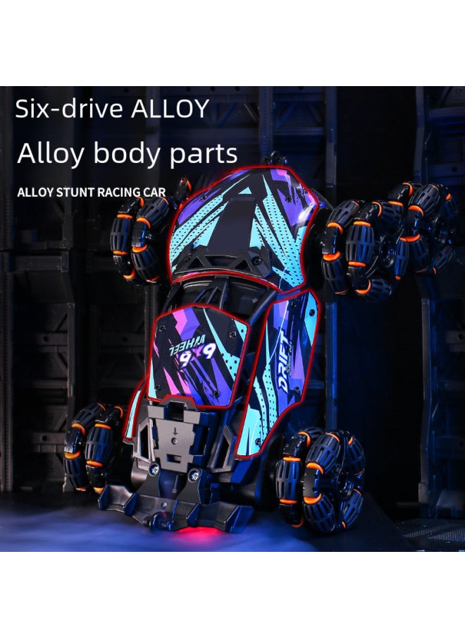 Product Six-wheel Swing Arm Stunt Car Gesture Induction Remote Control Off-road Vehicle Spray Drift Side Alloy Car Generation-Color:Four-wheel Alloy Spray Car-orange Blue-Proportion:Electric Double  - Image 5