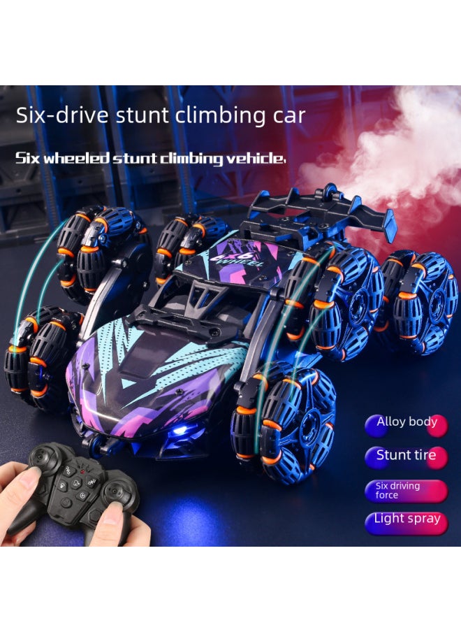 Product Six-wheel Swing Arm Stunt Car Gesture Induction Remote Control Off-road Vehicle Spray Drift Side Alloy Car Generation-Color:Four-wheel Alloy Spray Car-orange Blue-Proportion:Electric Double  - Image 4