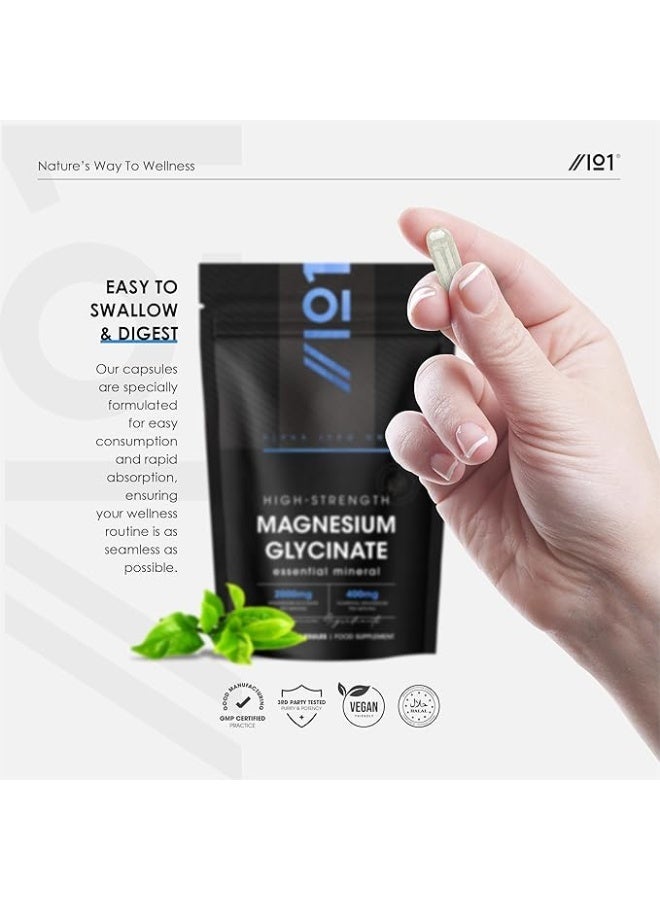 ALPHA01 Magnesium Glycinate 2000 mg – Supports Muscle Relaxation, Nerve Function & Better Sleep, Made in UK, 90 Capsules - Image 3