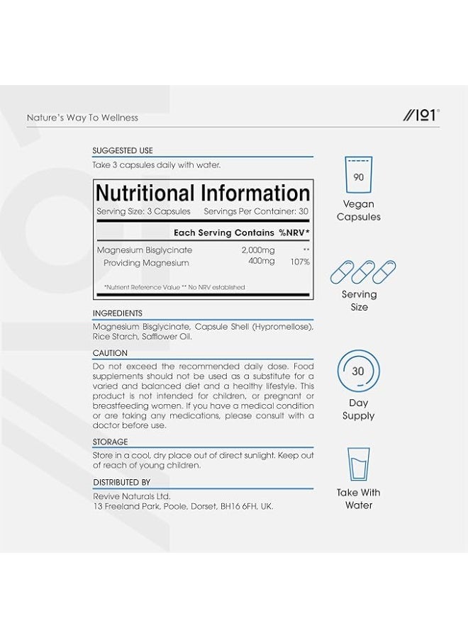ALPHA01 Magnesium Glycinate 2000 mg – Supports Muscle Relaxation, Nerve Function & Better Sleep, Made in UK, 90 Capsules - Image 4