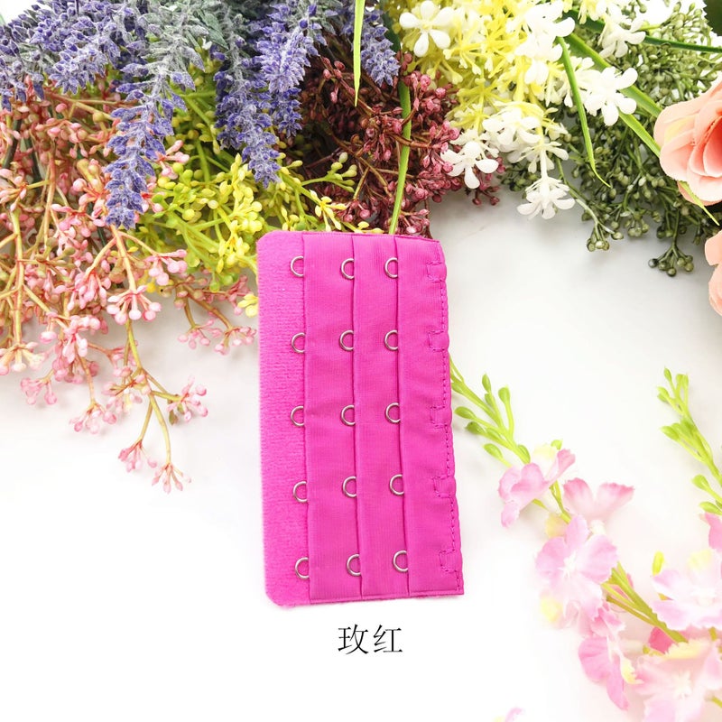 Generic Underwear extension buckle three rows of five buttons/5 rows of 9.5cm bra extension back buckle buckle many colors without packaging Rose Red 