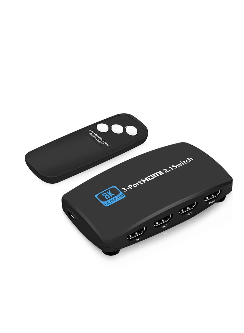 كابل HDMI 2.1 بدقة 8K لجهاز السويتش 3 في 1 إخراج HDMI لجهاز التبديل مع زر ودعم التحكم عن بُعد، سرعة عالية 48Gbps متوافق مع Xbox وPS5/4 وأجهزة أخرى - Image 1