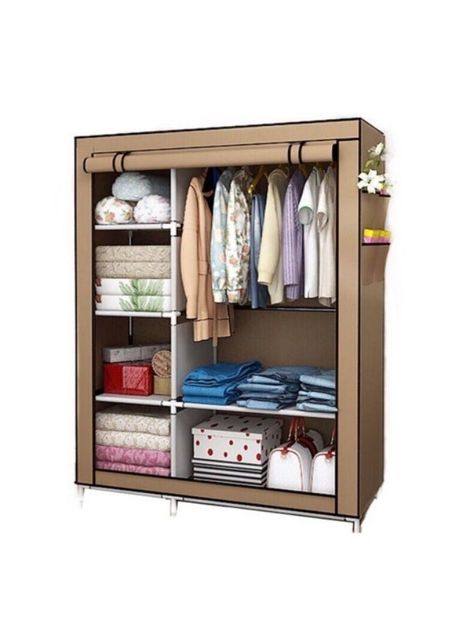 MIXDE Portable Wardrobe Clothes Storage Organizer, Fabric Wardrobe For Clothing Brown 105x170x45cm - Image 1