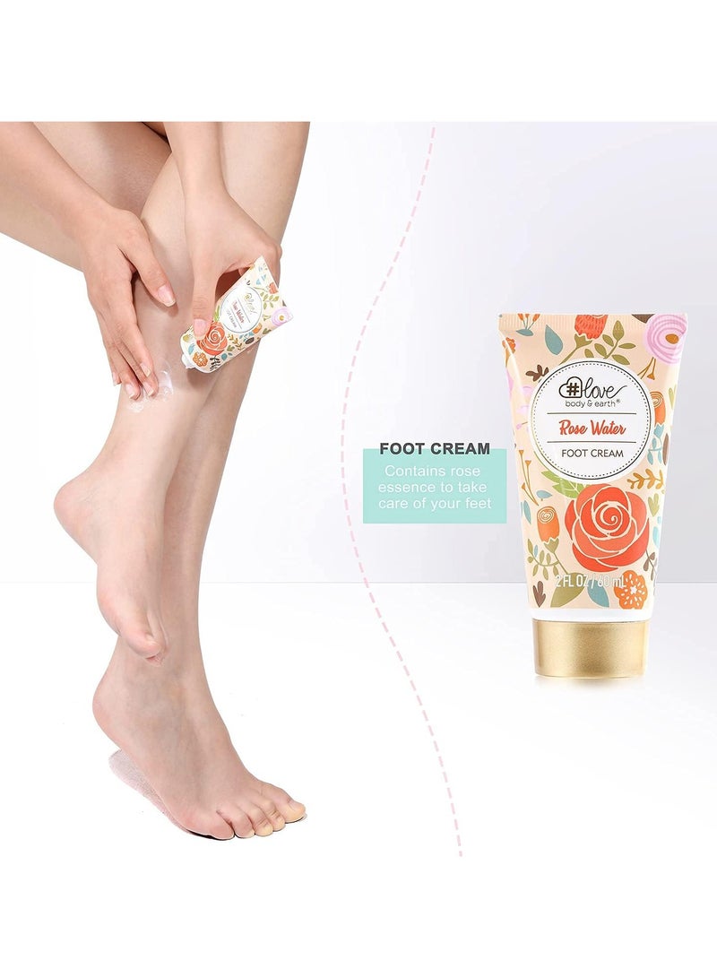 BODY & EARTH 4pcs Rose Water Lotion Gift Set, Hand & Foot Cream, Soap, Scented Candle, Body Care for All Skin Types Skin Care Gift Set for Women  - Image 4