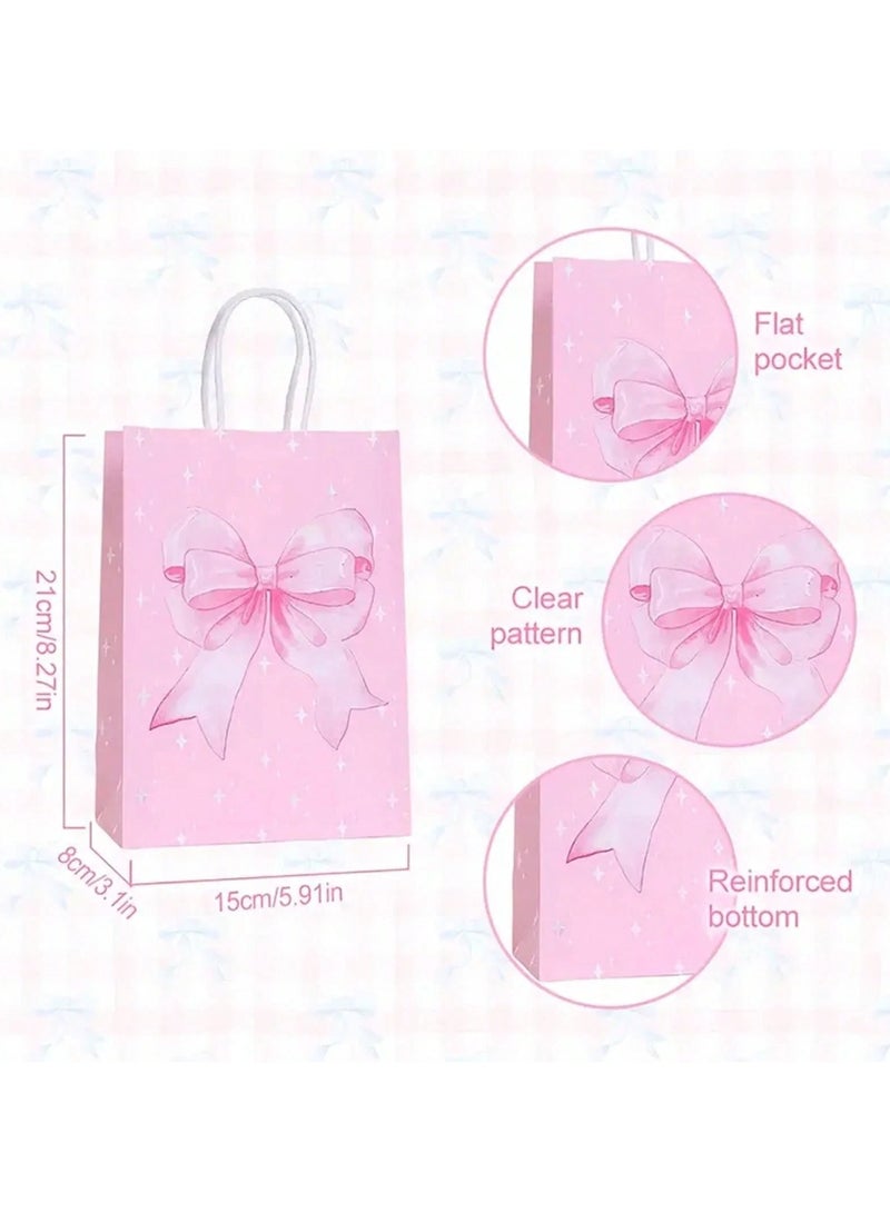 6 Pink Bow Tie Favor Bags - Set of 6 Elegant Favor Bags for Parties, Birthdays, and Gender Reveal - Image 3