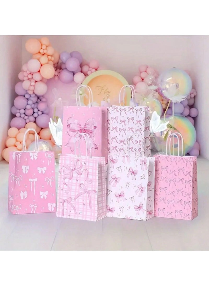6 Pink Bow Tie Favor Bags - Set of 6 Elegant Favor Bags for Parties, Birthdays, and Gender Reveal - Image 2