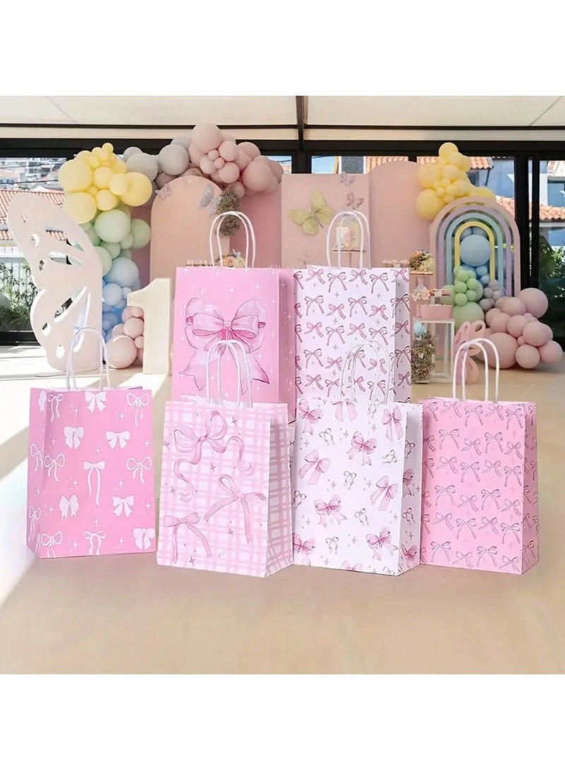 6 Pink Bow Tie Favor Bags - Set of 6 Elegant Favor Bags for Parties, Birthdays, and Gender Reveal - Image 4