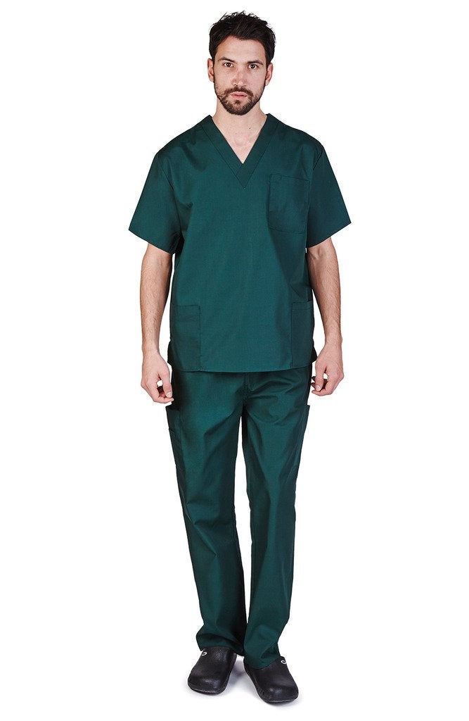 Natural Uniforms Comfortable Fit Mens Workwear Uniform 8 Pocket Top and Pant Set M Hunter Green