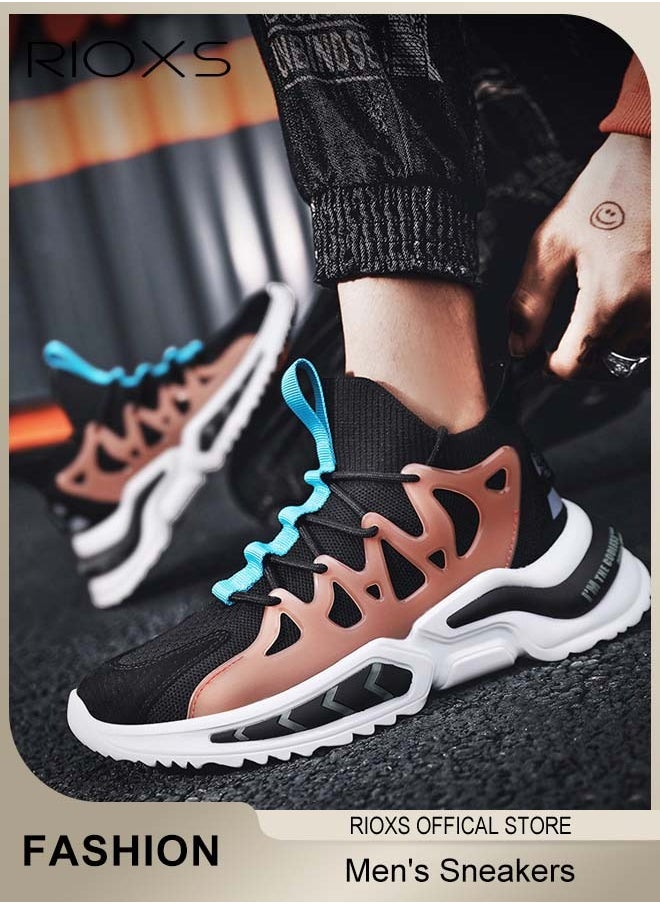 RIOXS - Men's Fashion Running Shoes with Mesh Upper, Casual Athletic Trainers with Non-slip Sole Design, Comfortable Walking Sneakers, Breathable Mesh Sports Shoes, Easy to Pull On and Off, Mens Athlesiure Trainers - Image 1