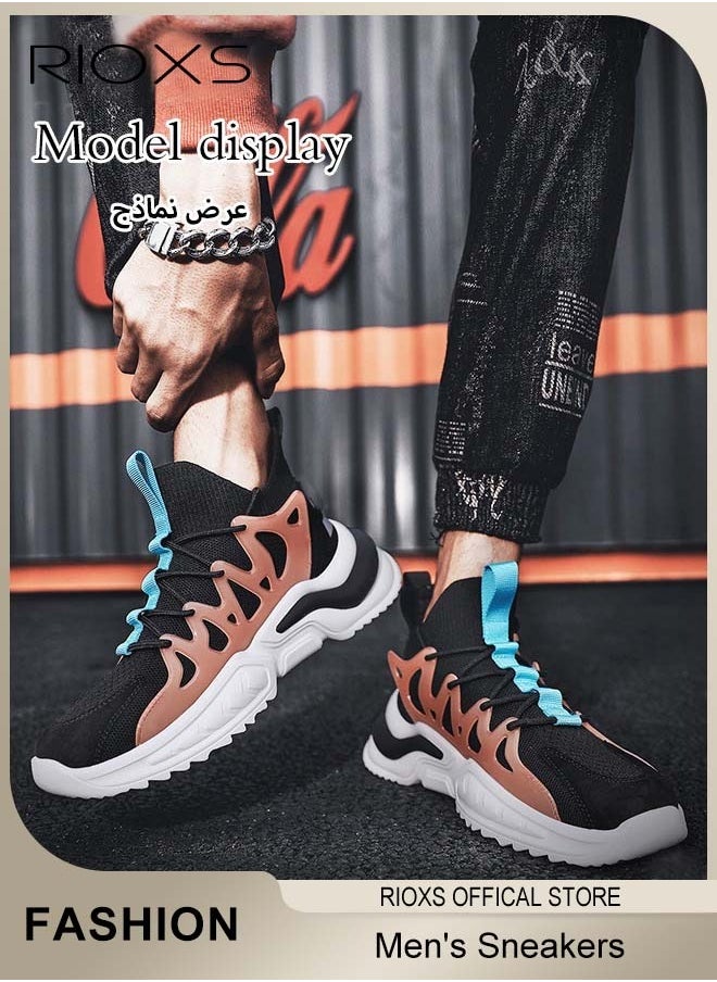 RIOXS - Men's Fashion Running Shoes with Mesh Upper, Casual Athletic Trainers with Non-slip Sole Design, Comfortable Walking Sneakers, Breathable Mesh Sports Shoes, Easy to Pull On and Off, Mens Athlesiure Trainers - Image 1