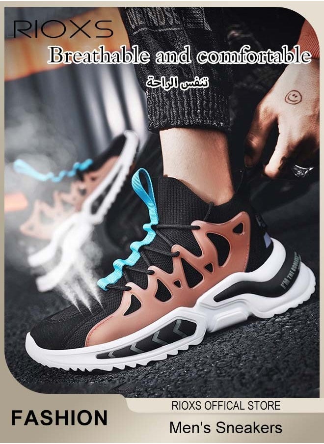 RIOXS - Men's Fashion Running Shoes with Mesh Upper, Casual Athletic Trainers with Non-slip Sole Design, Comfortable Walking Sneakers, Breathable Mesh Sports Shoes, Easy to Pull On and Off, Mens Athlesiure Trainers - Image 1