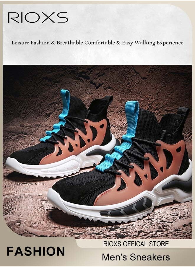 RIOXS - Men's Fashion Running Shoes with Mesh Upper, Casual Athletic Trainers with Non-slip Sole Design, Comfortable Walking Sneakers, Breathable Mesh Sports Shoes, Easy to Pull On and Off, Mens Athlesiure Trainers - Image 1
