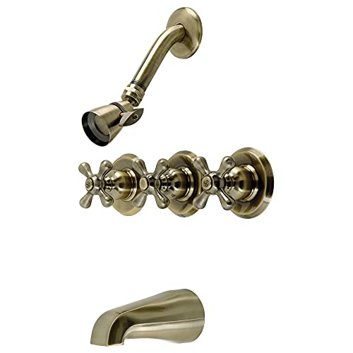 Kingston Brass KB233AXAB Victorian TripleHandle Tub and Shower Faucet in Antique Brass - Image 1