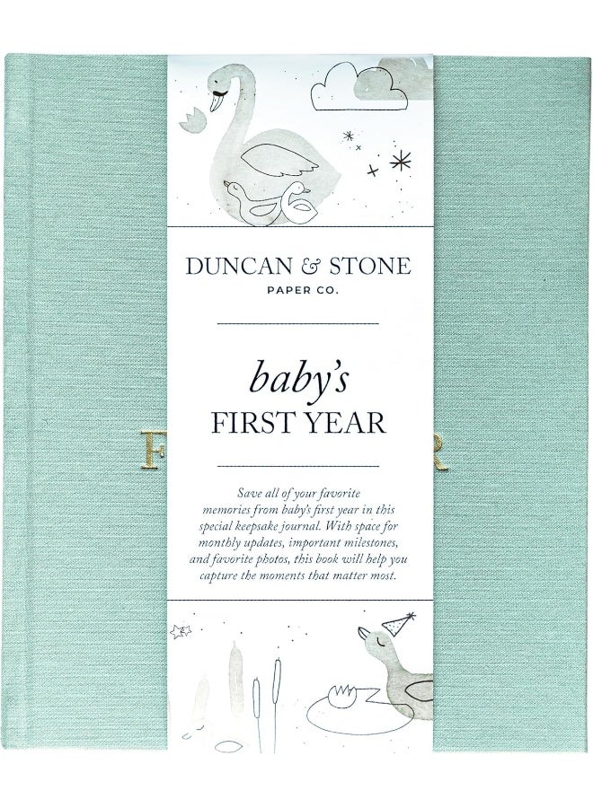 DUNCAN & STONE PAPER CO. كتاب الذكريات وألبوم الصور من دانيكان وستون | هدية للأم الجديدة | ألبوم ذكريات لحظة ميلاد الطفل سواء كان ولدًا أو بنتًا | دفتر السنة الأولى للطفل الجديد - Image 1