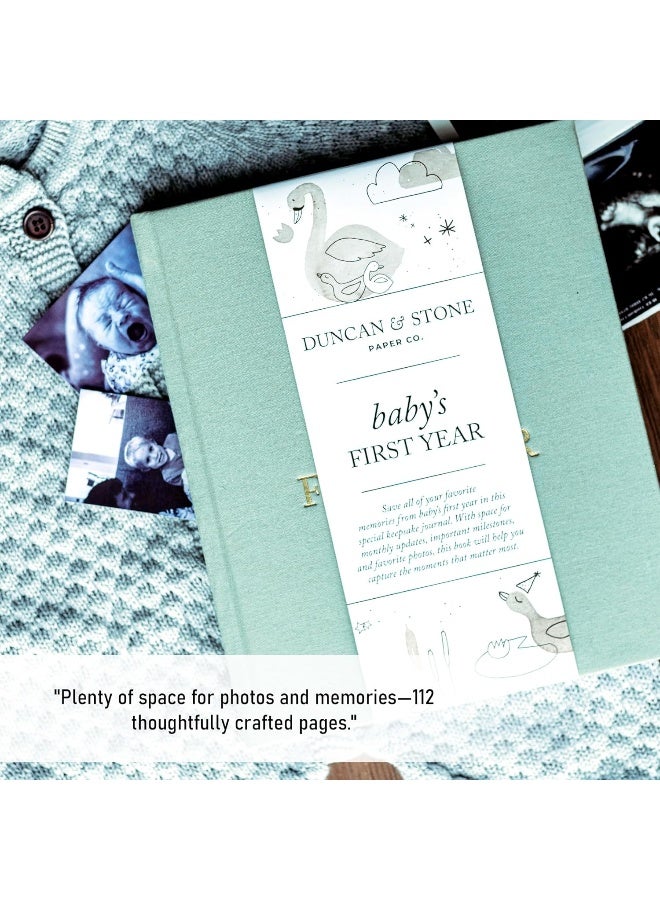 DUNCAN & STONE PAPER CO. كتاب الذكريات وألبوم الصور من دانيكان وستون | هدية للأم الجديدة | ألبوم ذكريات لحظة ميلاد الطفل سواء كان ولدًا أو بنتًا | دفتر السنة الأولى للطفل الجديد - Image 3