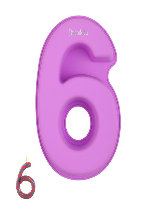 Ducodocu Large Silicone Number Cake Mould 3D Novelty Cake Pan DIY Baking Mold for Birthday Anniversary Number of 6 - Image 1