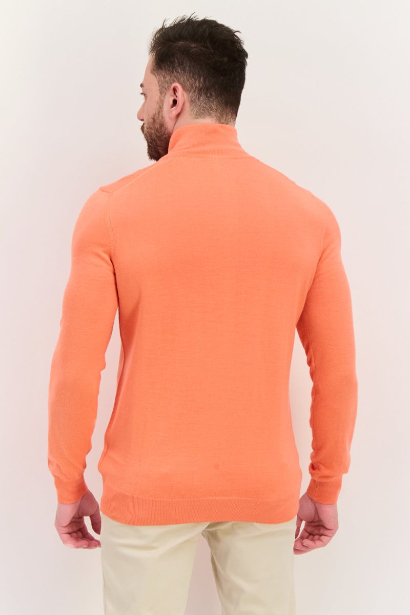 Lyle & Scott Men High Neck Long Sleeve Brand Logo Sweatshirt, Orange - Image 3