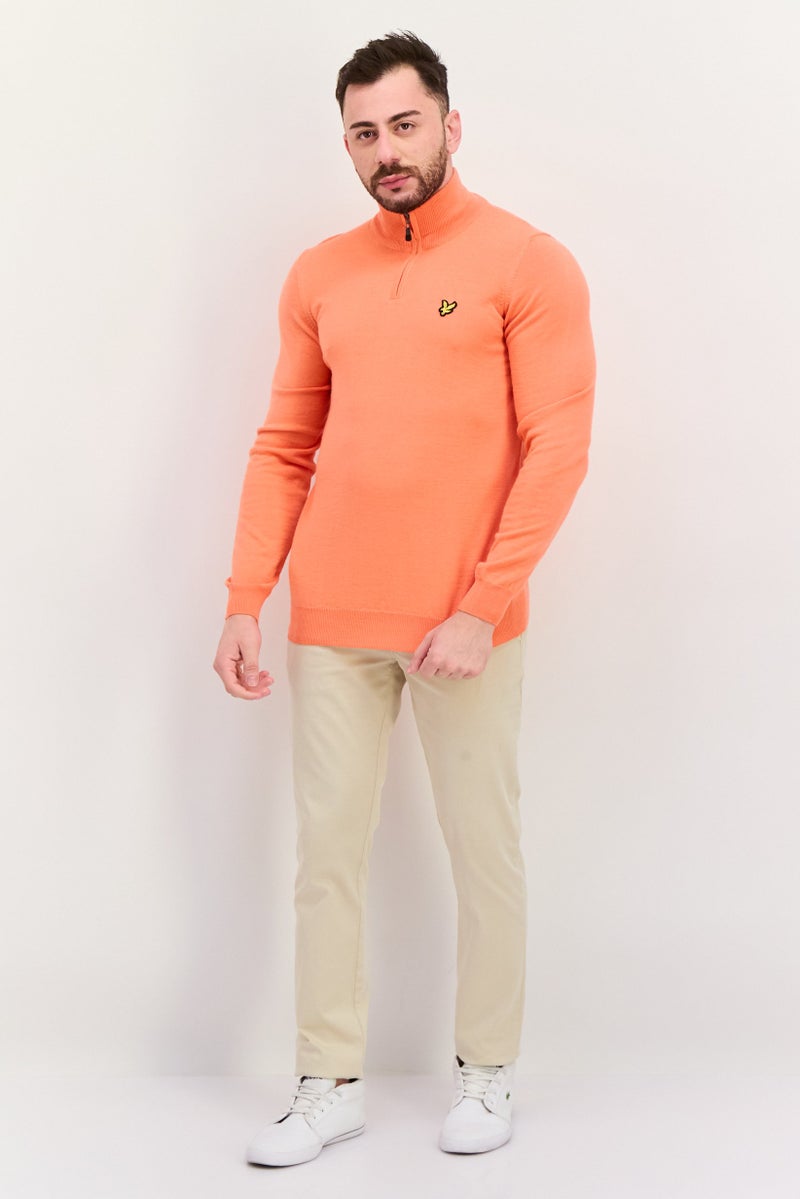 Lyle & Scott Men High Neck Long Sleeve Brand Logo Sweatshirt, Orange - Image 4