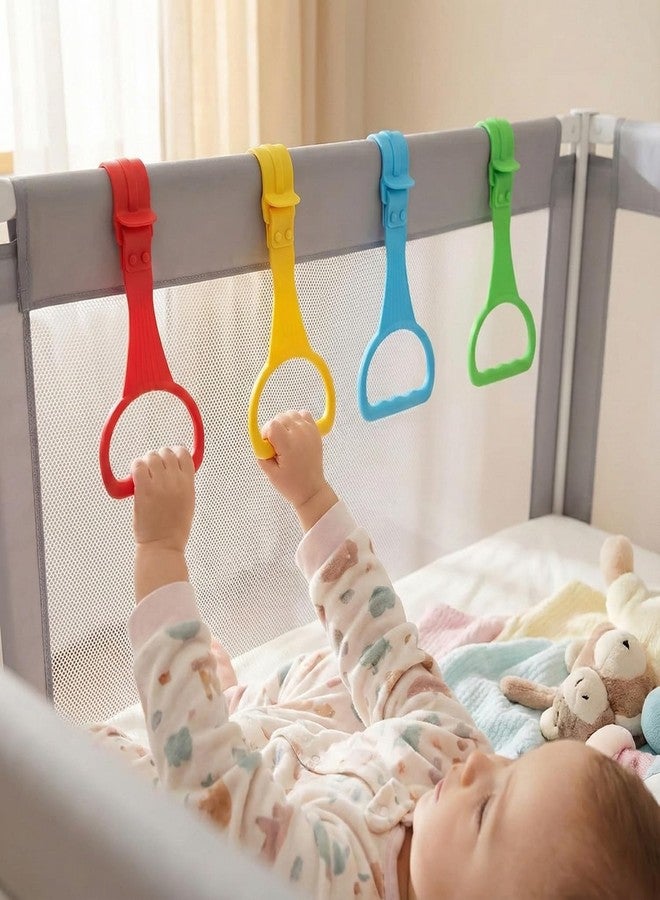 HEAVY DRIVER Baby Pull Up Rings for Crib (4 Pcs) | Standing Support Training Rings for Infants 6-18 Months | Anti-Slip Grip Crib Gym Handles for Motor Skill Development & Walking Practice - Image 2