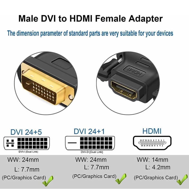 ETZIN DVI to HDMI Adapter Bi-Directional DVI Male to HDMI Female Converter HDTV (24+1) Support 1080P, 3D for PS3,PS4,TV Box,Blu-ray,Projector,etc. - Image 2
