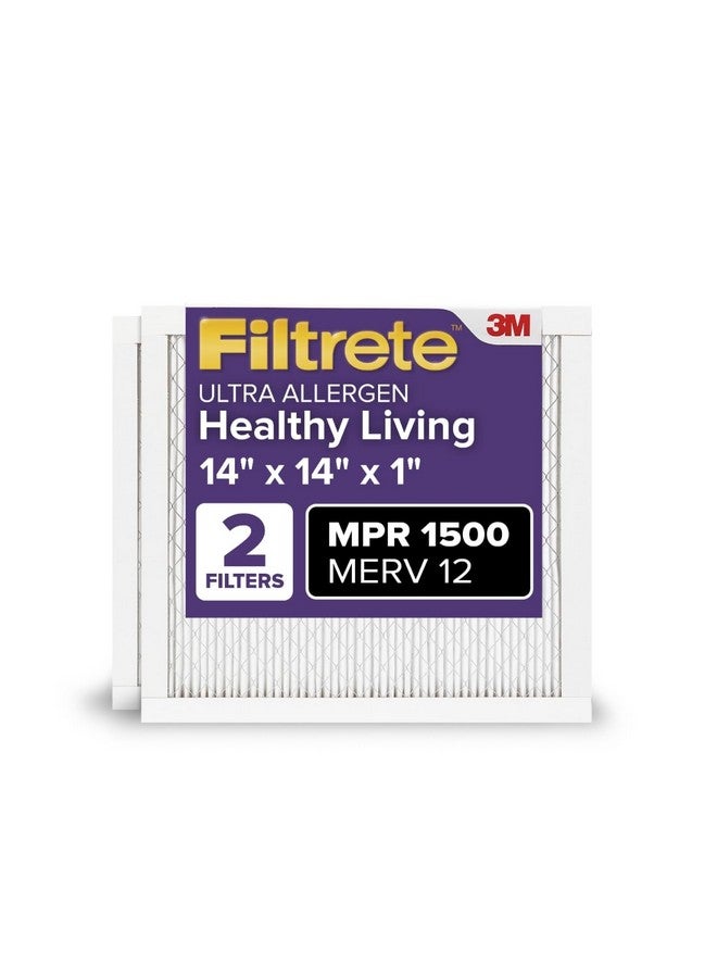 FILTRETE Filtrete 14x14x1 AC Furnace Air Filter, MERV 12, MPR 1500, CERTIFIED asthma & allergy friendly, 3 Month Pleated 1-Inch Electrostatic Air Cleaning Filter, 2-Pack (Actual Size 13.81x13.81x0.78 in)  - Image 1