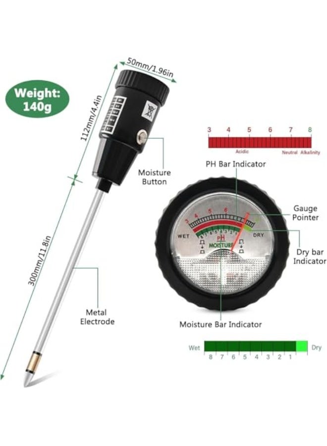 Generic 2 in 1 Soil PH Meter Soil Moisture Sensor Meter Soil PH Tester Soil Test Kit Gardening Tool for Indoor Outdoor Plant Garden Lawn Farm Waterproof Metal Electrode 295mm Long  - Image 5