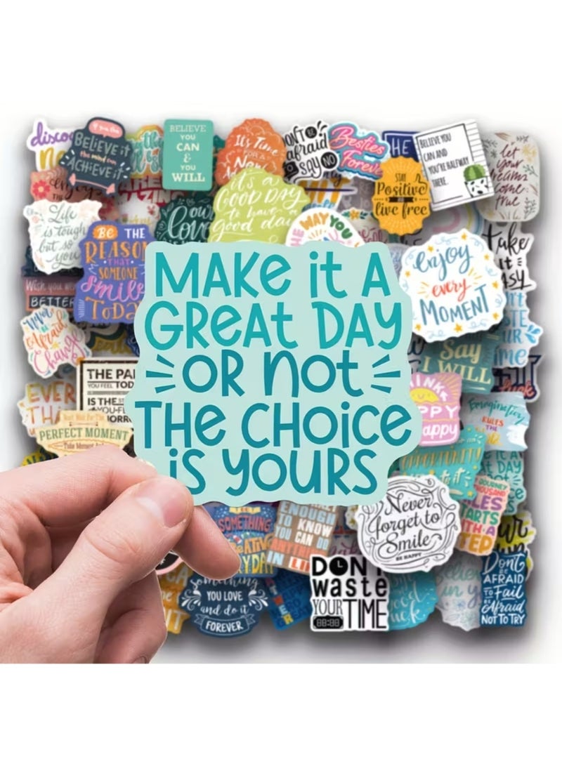 ZedPlay 100pcs Inspirational Stickers Pack, Motivational Stickers For Water Bottle Vinyl Quote Stickers, Affirmation Positive Stickers For Journaling Computer Decals Laptop For MacBook Phone Case - Image 1