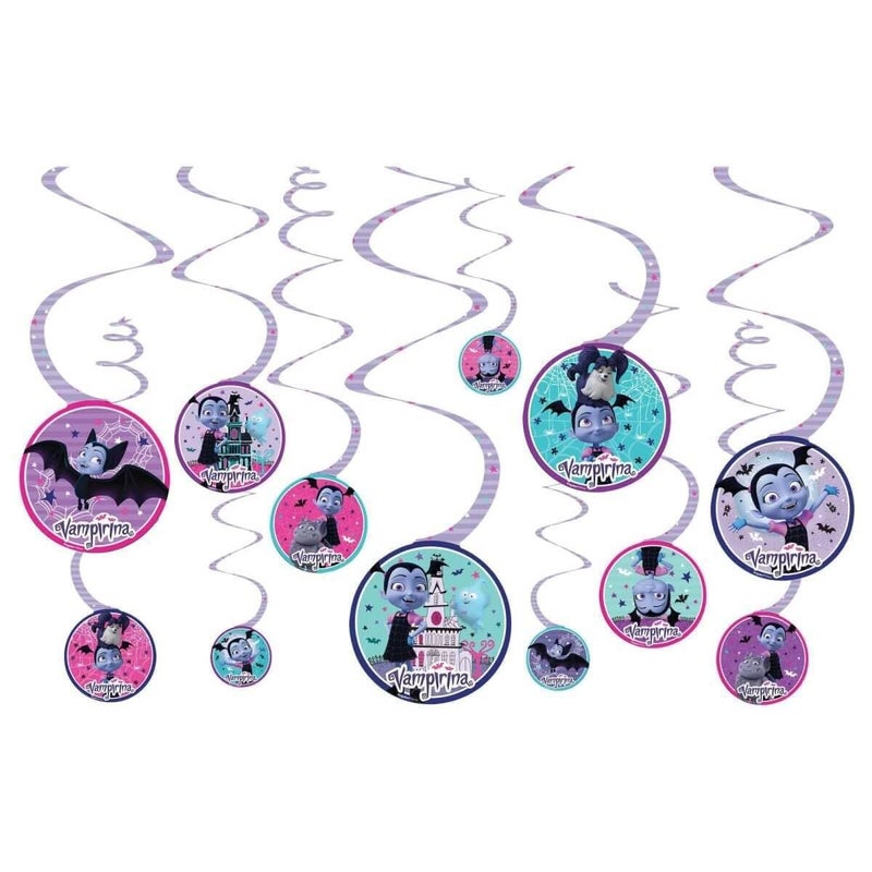 Amscan Vampirina Hanging Swirl Decorations 12 pcs Multicolored One Size