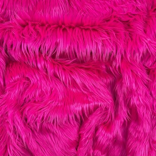 Barcelonetta Faux Fur Fabric | Soft, Fluffy Craft Fur Fabric for Sewing, Upholstery, Costumes | 36" x 60" | Vegan Faux Fur, Material for DIY Projects, Plush Toys (Fuchsia, One Yard) - Image 1