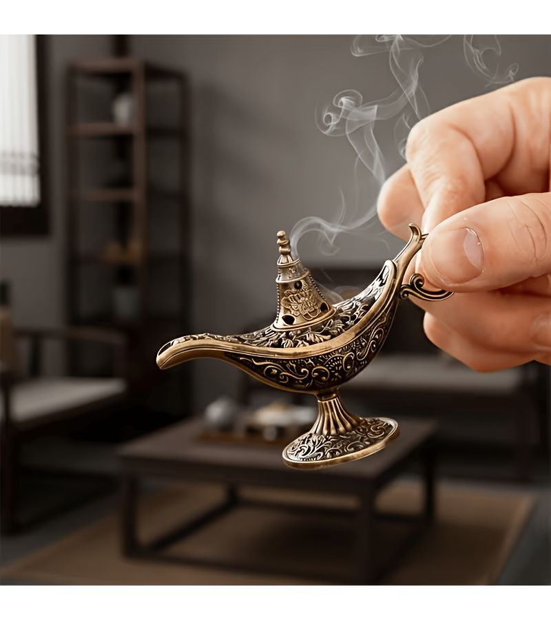 10 Pcs Bronze Retro Incense Holders Metal Lamp Shape Home Temple Decor - Image 1