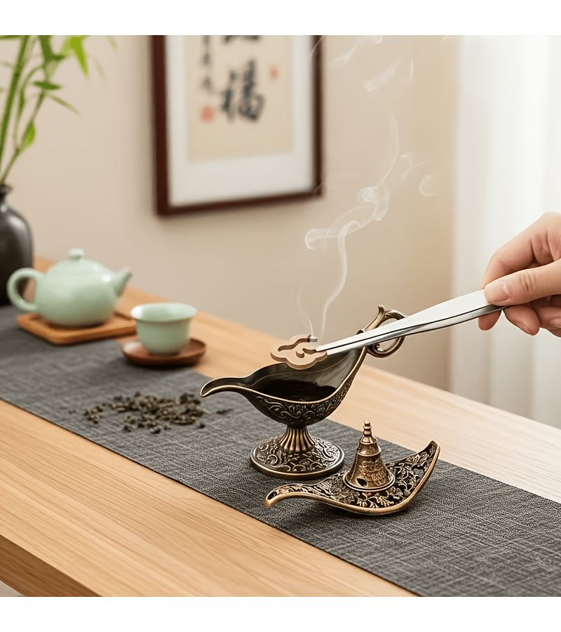10 Pcs Bronze Retro Incense Holders Metal Lamp Shape Home Temple Decor - Image 2