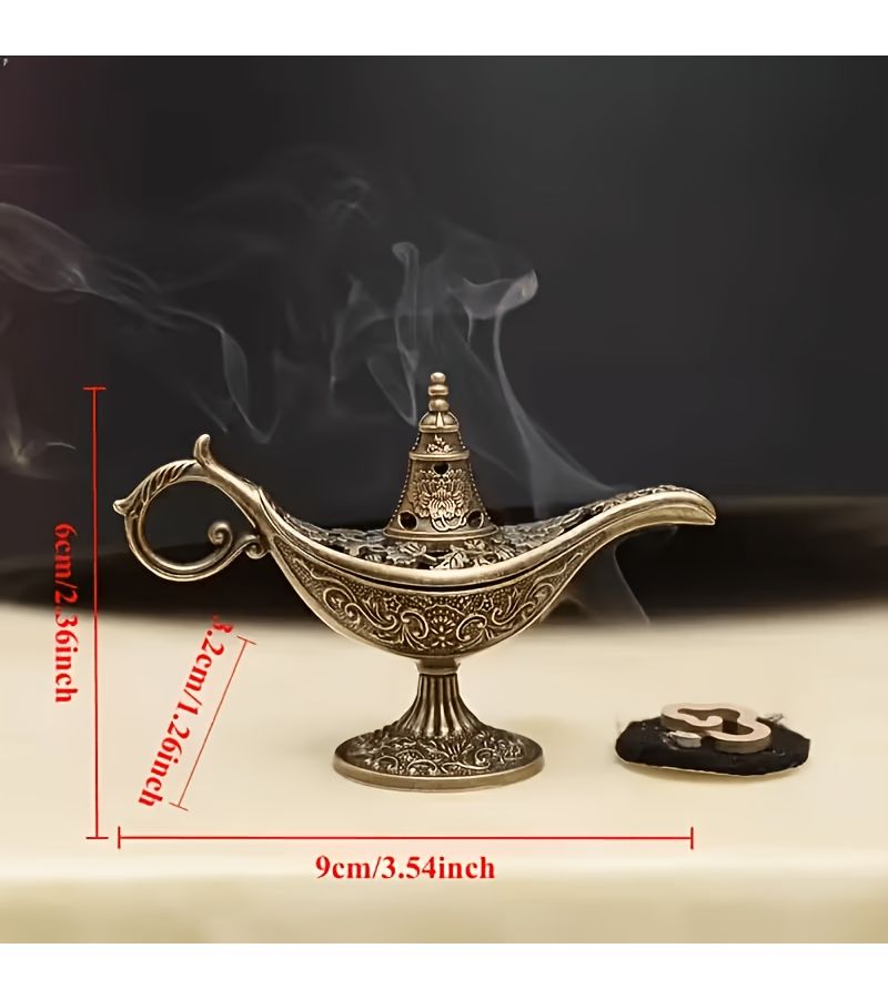 10 Pcs Bronze Retro Incense Holders Metal Lamp Shape Home Temple Decor - Image 3