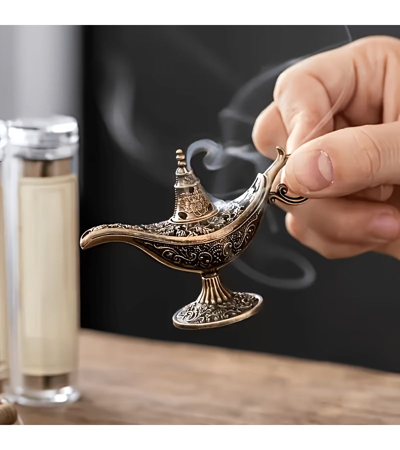 10 Pcs Bronze Retro Incense Holders Metal Lamp Shape Home Temple Decor - Image 4