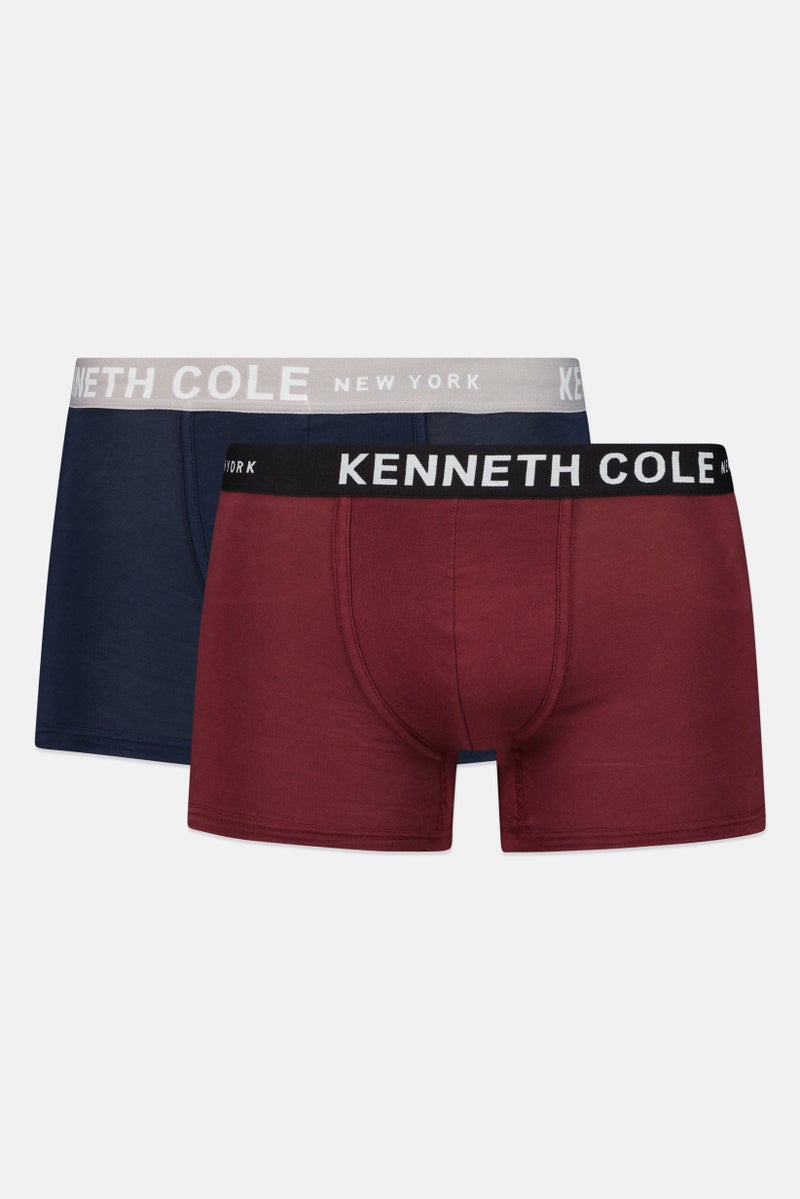 Kenneth Cole Men 2 Pack Brand Logo Trunks, Multicolor - Image 1