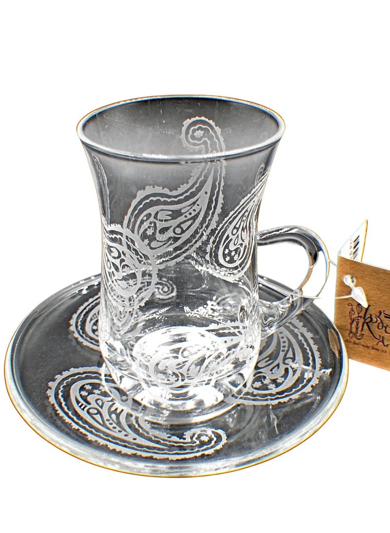 KuduArts Tea cups with saucer glass set of 6 pieces - Image 3