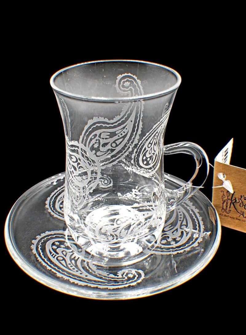 KuduArts Tea cups with saucer glass set of 6 pieces - Image 2