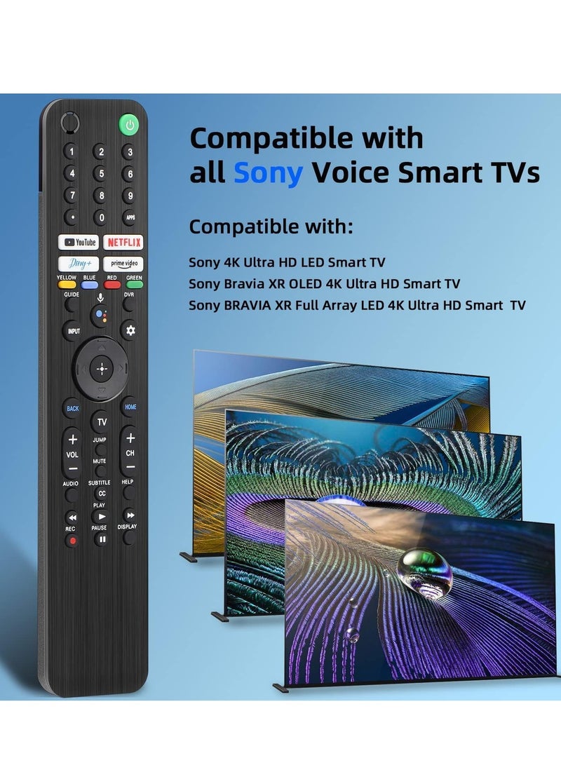 إلترازون Voice Remote Control RMF-TX520U for Sony TV, Replacement for Sony Bravia OLED LED 4K 8K UHD Smart Google TV, with YouTube, Netflix, Disney+, Prime Video Buttons - Image 2