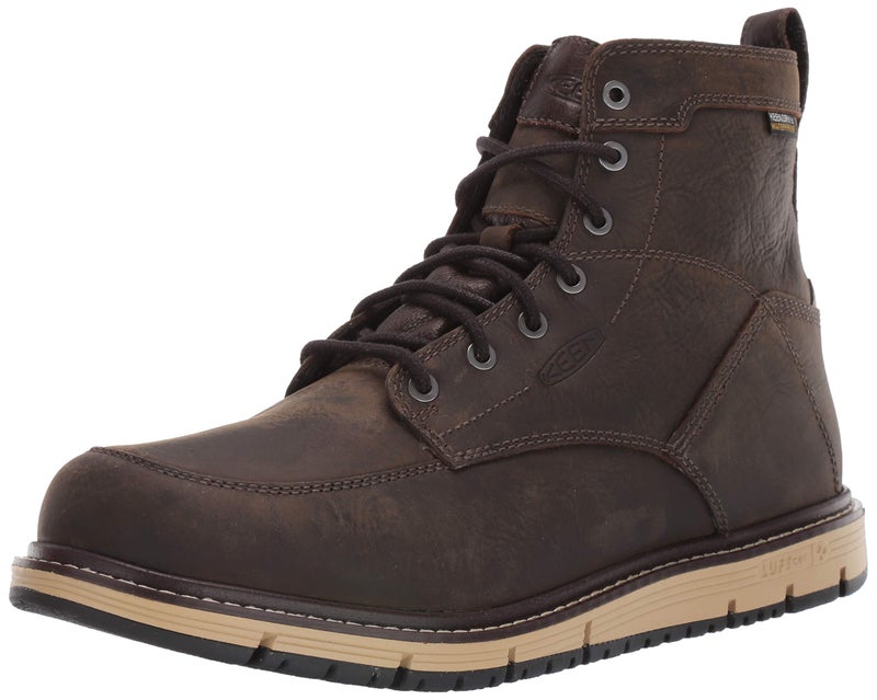 أحذية العمل KEEN Utility للرجال سان خوسيه 6 بقدمي ناعمة مقاومة للماء، بني داكن/أسود 10 عريض