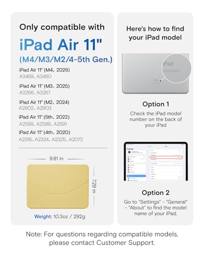 MOFT Dynamic Folio Case for iPad Air 11M4 2026 M3 2025 M2 2024 iPad Air 109inch 5th 4th Generation 2022 2020 Slim Magnetic Stand Case with 20 Viewing Angles Panna Cotta x Faded Jeans - Image 3