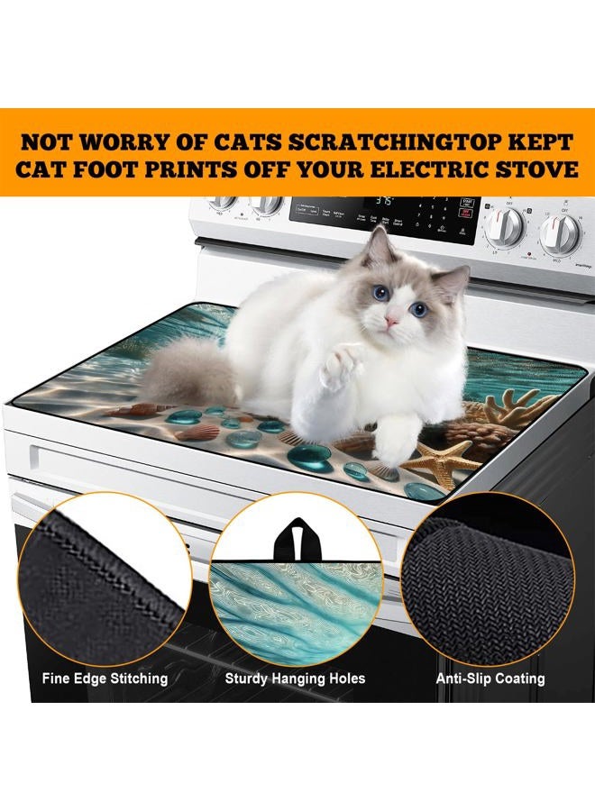 AOHMPT Multi-Design Silicone Stove Cover for Glass/Electric Stoves - 3-in-1 Heat-Resistant Protector Mat, Non-Slip Drying Rack 28"x20" (Seabed, 28" L x 20" W) - Image 4
