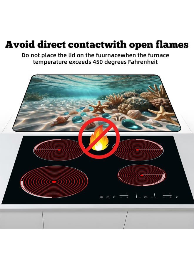 AOHMPT Multi-Design Silicone Stove Cover for Glass/Electric Stoves - 3-in-1 Heat-Resistant Protector Mat, Non-Slip Drying Rack 28"x20" (Seabed, 28" L x 20" W) - Image 3