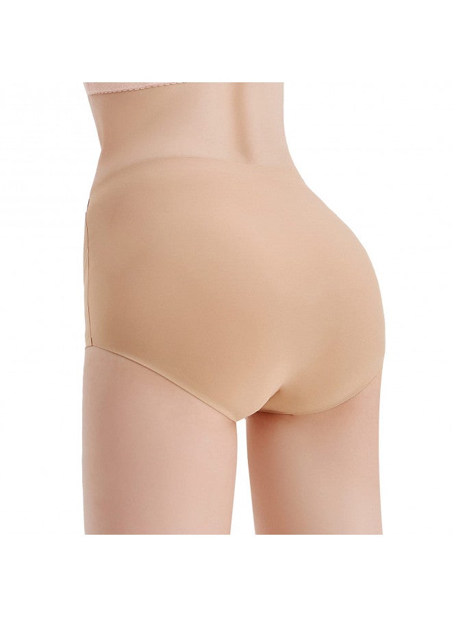 FallSweet No Show High Waist Briefs Underwear for Women Seamless Panties Multi Pack (Khaki (4-pack), m) - Image 2