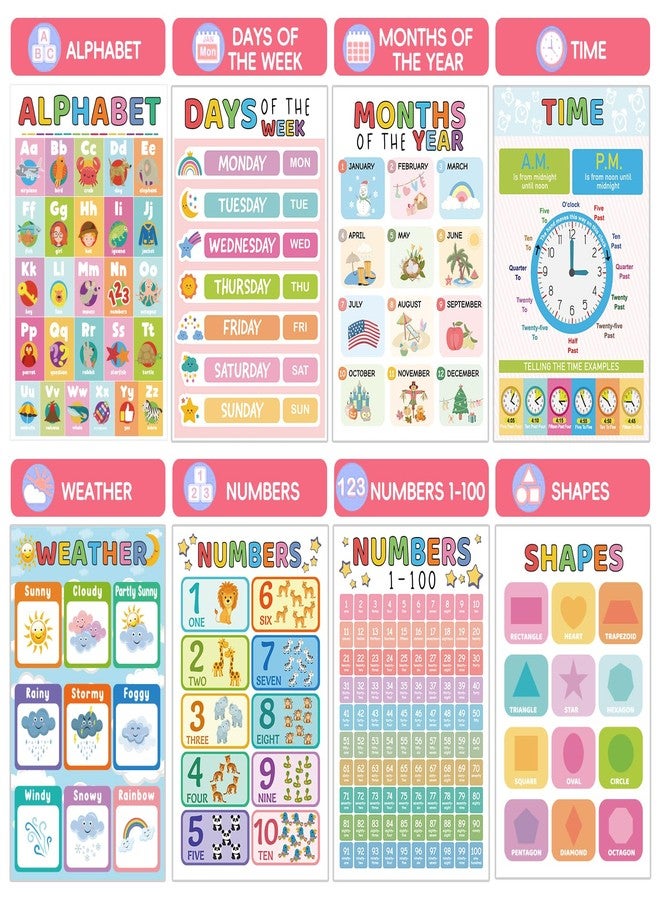 FloraSea 16 Educational Posters for Toddlers, Kindergarten Classroom Must Haves, Laminated Classroom Learning Posters, Preschool Homeschool Supplier Materials Alphabet Number Chart Classroom Wall Decor - Image 5
