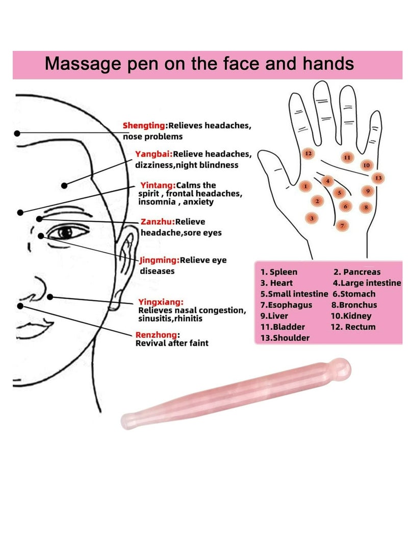 إسكدنيا قطعتان من أداة وضع كريم العين من الكوارتز الوردي من غوا شا، عصا تدليك العين، قلم الوخز بالإبر، علاج نقطة الوجه، أداة علاج كشط الاسترخاء غوا شا للنساء لتدليك الوجه - Image 2
