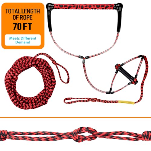 Obcursco Wakeboard Rope, 70FT Water Ski Ropes with EVA Handle. Ideal for Water Skiing, Wakeboard, Kneeboard (70FT, Red & Black) - Image 4