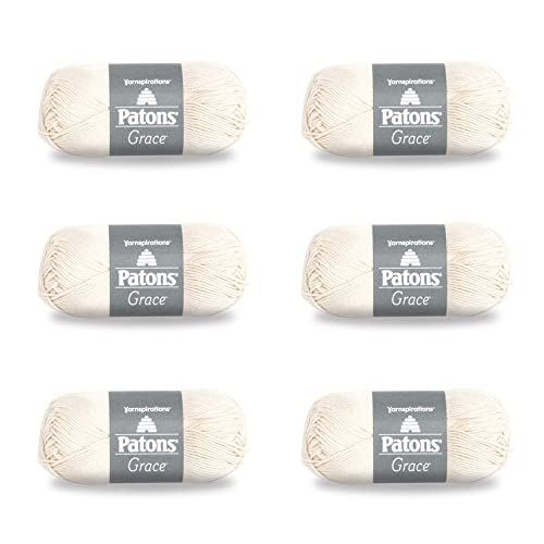 Patons Grace Natural Yarn - 6 Pack of 1.75oz/50g - Cotton - 3 DK - 136 Yards - Knitting/Crochet - Image 1