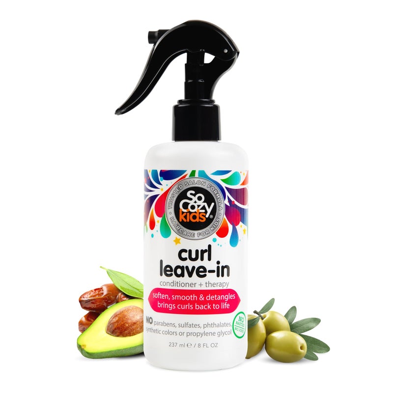 So Cozy Leave In Conditioner Spray (8 Fl Oz) Paraben-Free Detangler for Kids' Curly Hair, Deep Conditioner & Tangle-Free Curls, Gentle & Nourishing with Keratin, Vitamin B5, Olive Oil & Jojoba Oil - Image 1